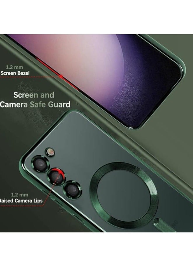 MIGOFAST Magnetic Clear Case for Samsung Galaxy S24 Plus with Camera Lens Protector Magsafe Compatible Electroplated Soft TPU Shockproof Case for Galaxy S24 Plus  Green - Image 4