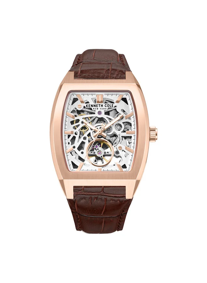 White Dial Leather Strap Multifunction Watch for Men, 40mm