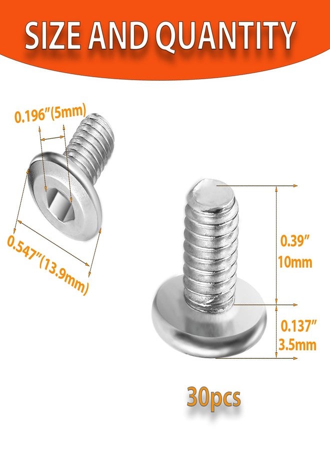 Socell مسامير رأس سداسية من Socell، مقاس M8x10 مم، مسامير أثاث، 30 قطعة، مقاس M8x1.25، مصنوعة من الفولاذ المقاوم للصدأ 304 18-8، مسامير تثبيت، مسامير أثاث، مفتاح سداسي مرفق - Image 2