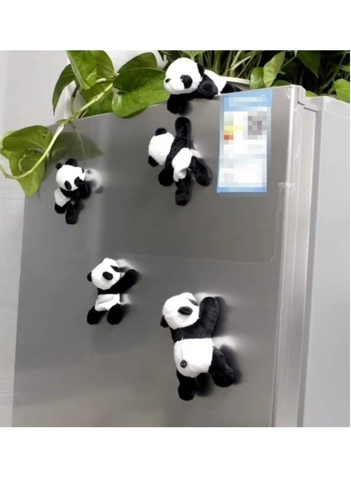 ٥ قطع مغناطيس باندا قطيفة – ملصقات مغناطيسية كرتونية للثلاجة، اللوحة البيضاء، الخزانة وديكور المنزل - Image 1