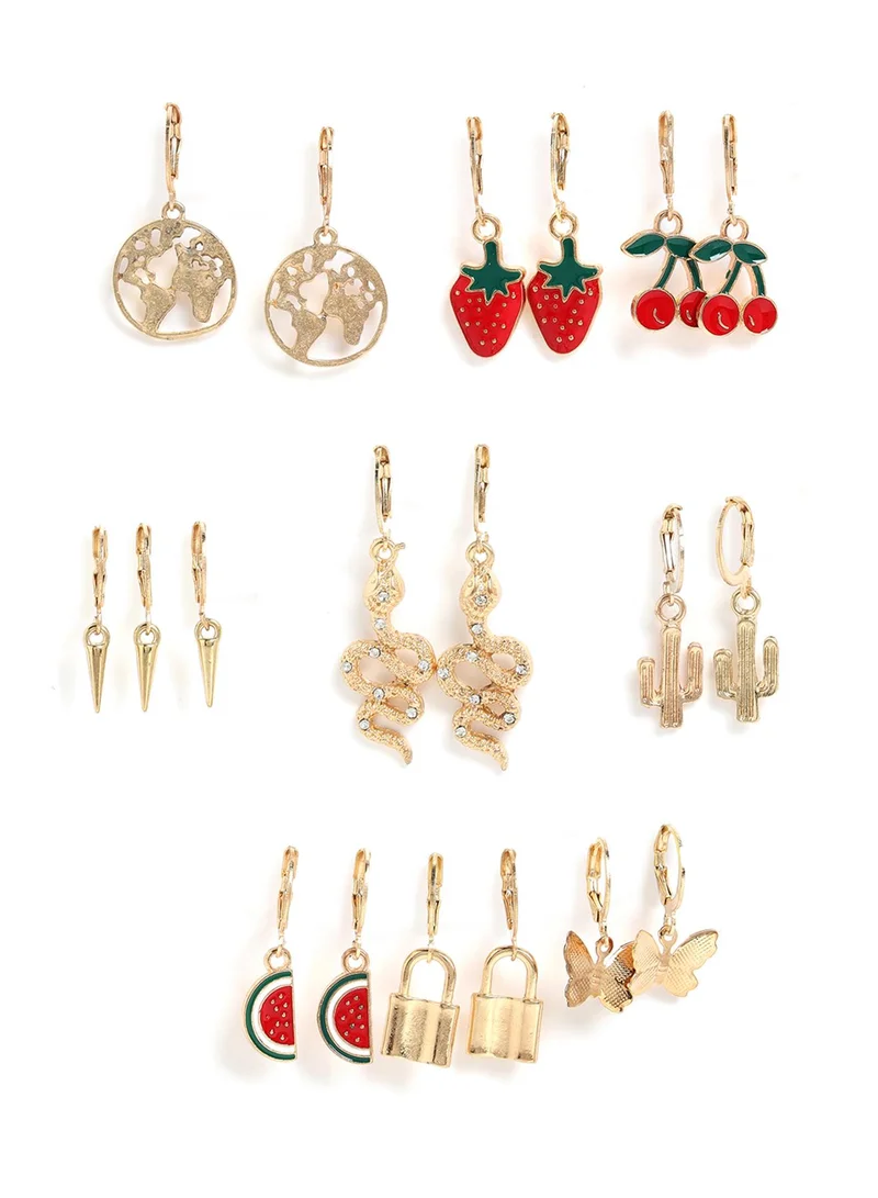 سوهي طقم أقراط متدلية صناعية عصرية من  قطع