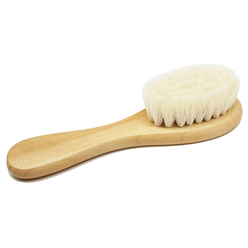 موليلوف Baby Hair Brush, Wooden Goat Bristles Hair Brush for Newborns  Toddlers, Ideal for Cradle Cap, Perfect Baby Registry Gift, Hypoallergenic, 1 Count - Image 4