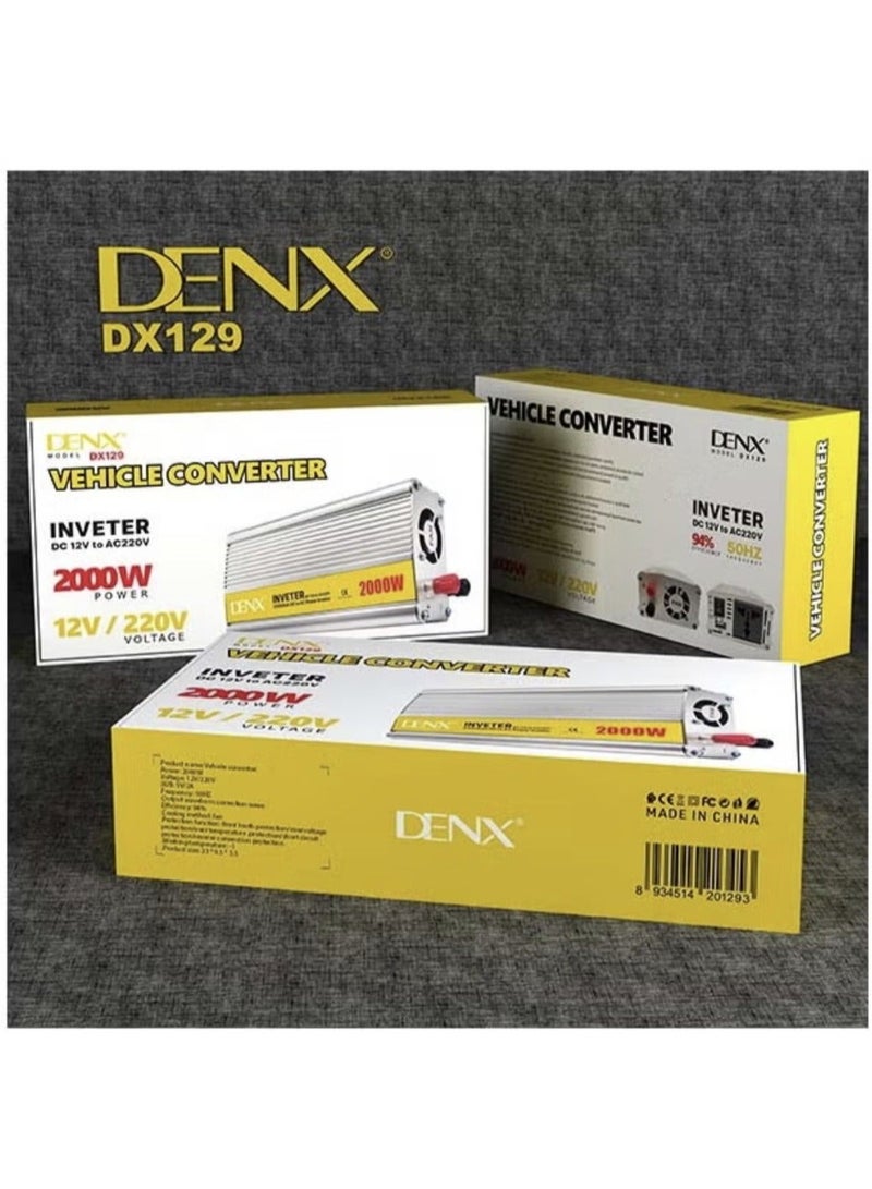 دينكس محول طاقة للسيارات مع منفذ USB وشاحن سريع 2000 واط 12 فولت إلى 220 فولت - Image 3