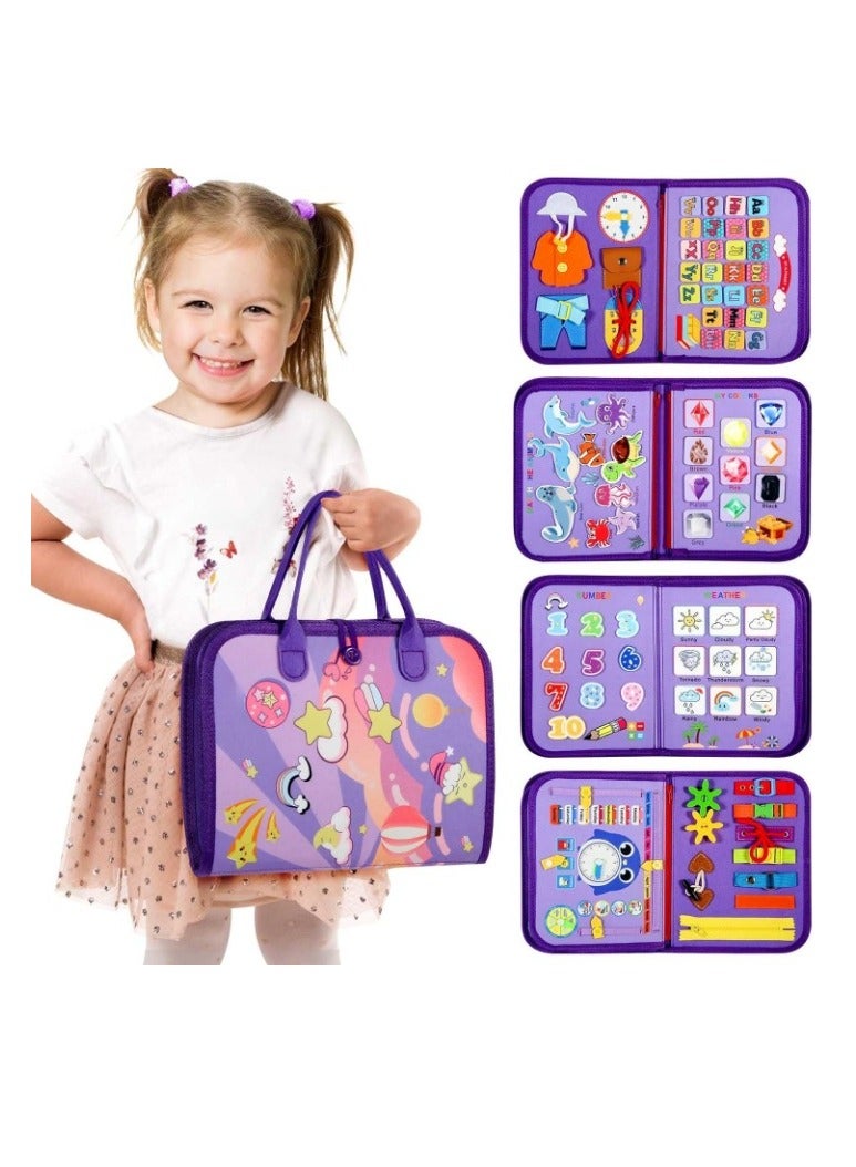 لوحة مشغولة للأطفال - ألعاب مونتيسوري لهدايا عيد ميلاد الأولاد من عمر 1-3 سنوات، كتاب مشغول تعليمي حسي للأطفال بعمر سنتين، لعبة أنشطة للأطفال من عمر 2-4 سنوات للسفر بالطائرة أو السيارة - Image 1