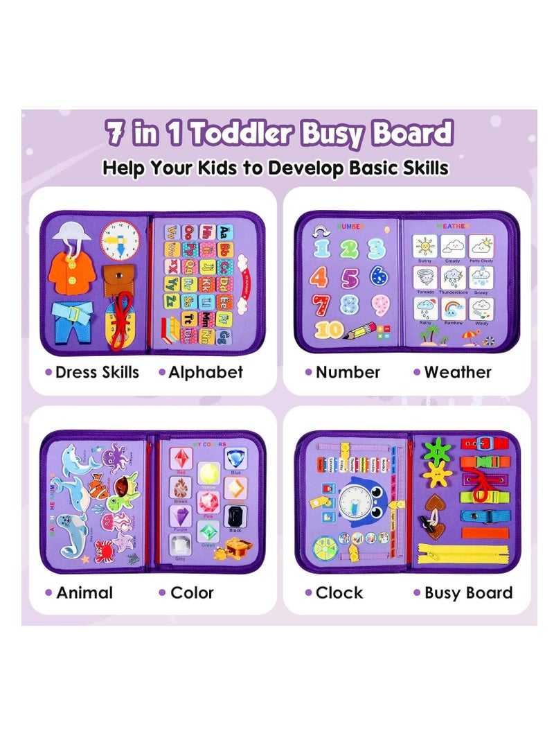 لوحة مشغولة للأطفال - ألعاب مونتيسوري لهدايا عيد ميلاد الأولاد من عمر 1-3 سنوات، كتاب مشغول تعليمي حسي للأطفال بعمر سنتين، لعبة أنشطة للأطفال من عمر 2-4 سنوات للسفر بالطائرة أو السيارة - Image 2