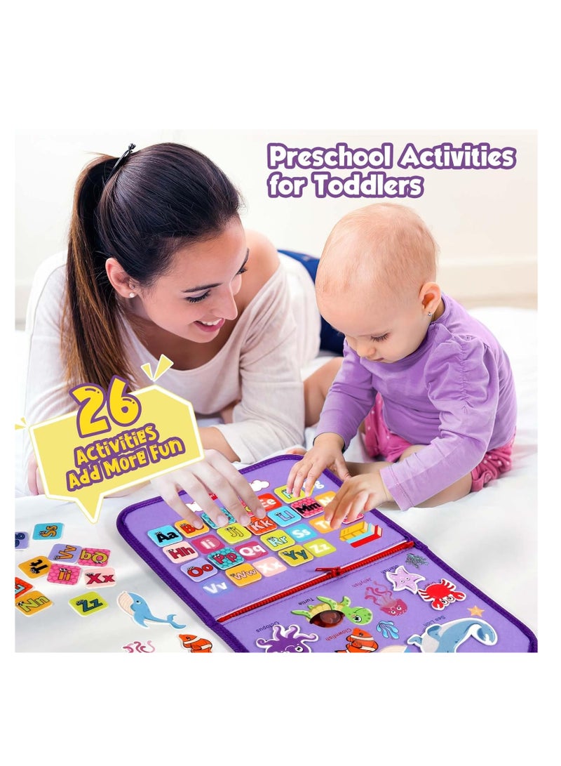 لوحة مشغولة للأطفال - ألعاب مونتيسوري لهدايا عيد ميلاد الأولاد من عمر 1-3 سنوات، كتاب مشغول تعليمي حسي للأطفال بعمر سنتين، لعبة أنشطة للأطفال من عمر 2-4 سنوات للسفر بالطائرة أو السيارة - Image 3