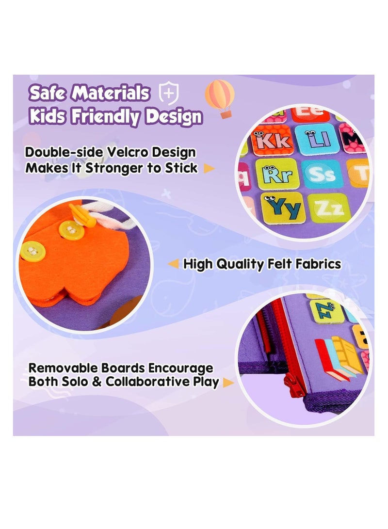 لوحة مشغولة للأطفال - ألعاب مونتيسوري لهدايا عيد ميلاد الأولاد من عمر 1-3 سنوات، كتاب مشغول تعليمي حسي للأطفال بعمر سنتين، لعبة أنشطة للأطفال من عمر 2-4 سنوات للسفر بالطائرة أو السيارة - Image 4