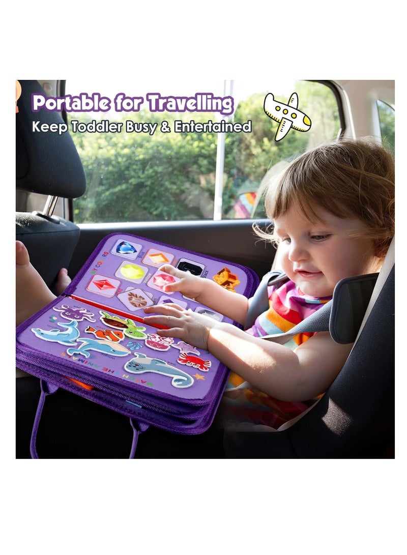 لوحة مشغولة للأطفال - ألعاب مونتيسوري لهدايا عيد ميلاد الأولاد من عمر 1-3 سنوات، كتاب مشغول تعليمي حسي للأطفال بعمر سنتين، لعبة أنشطة للأطفال من عمر 2-4 سنوات للسفر بالطائرة أو السيارة - Image 5