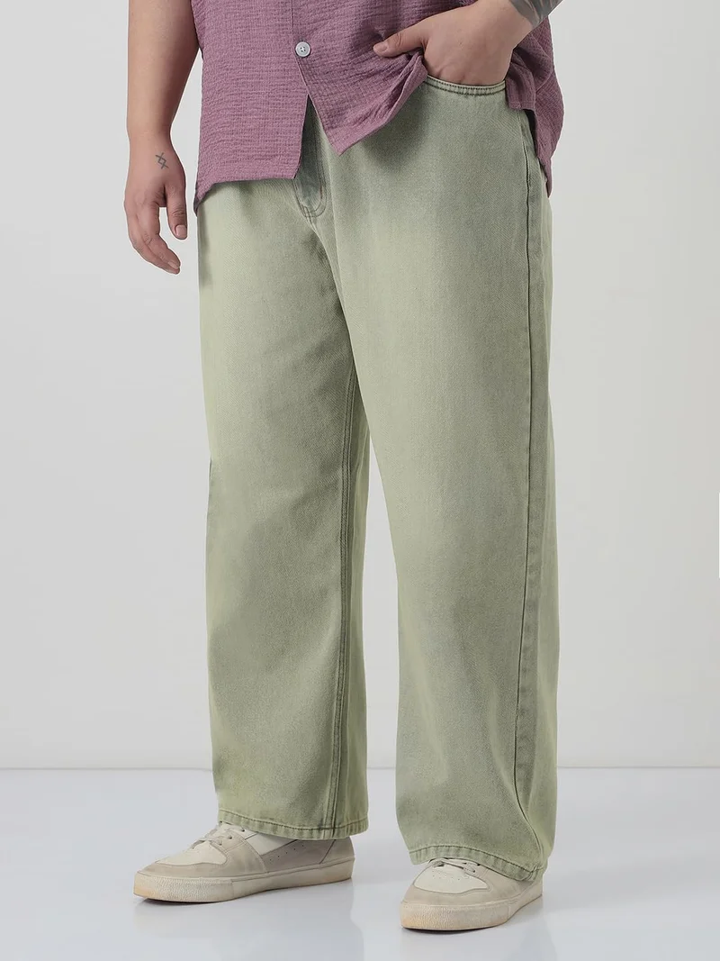 Urbano Fashion  Urbano Plus Men's Ice Grey Loose Baggy Fit Heavy Washed Jeans Non-Stretchable  | Best Price UAE