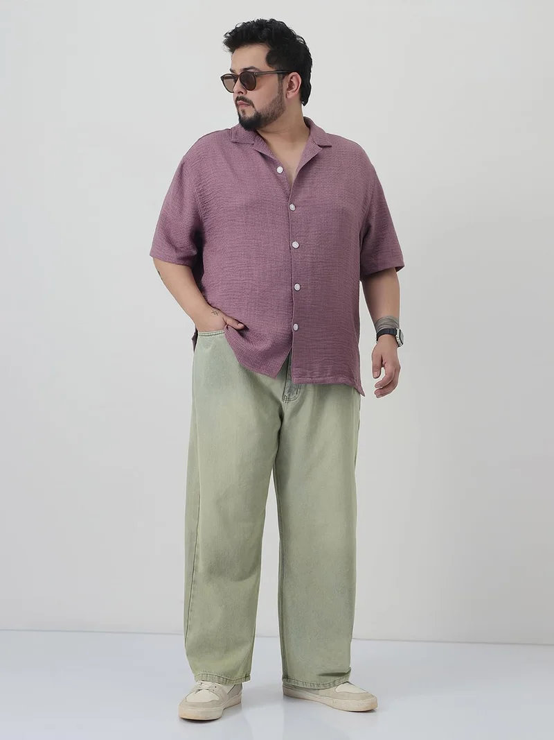 Urbano Fashion  Urbano Plus Men's Ice Grey Loose Baggy Fit Heavy Washed Jeans Non-Stretchable  | Best Price UAE