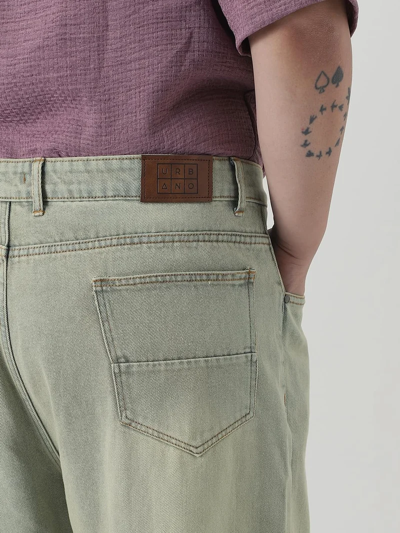 Urbano Fashion  Urbano Plus Men's Ice Grey Loose Baggy Fit Heavy Washed Jeans Non-Stretchable  | Best Price UAE