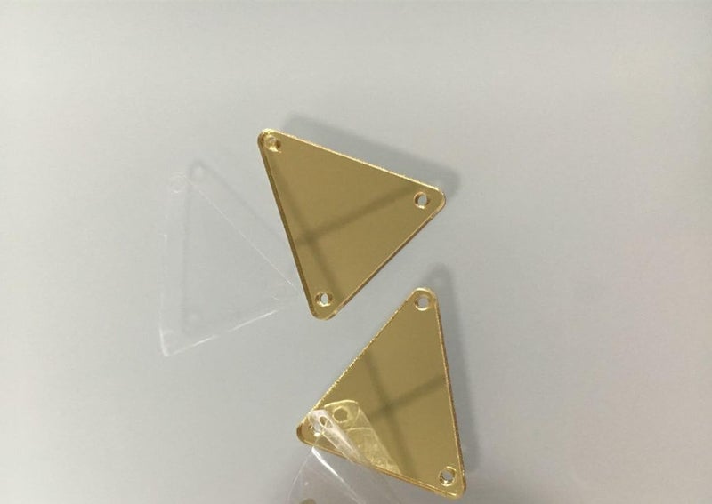 MEYA 50PCS Sew on Triangle Mirror Piece DIY Mirrored Rhinestones for Costume Evening Dresses Cloth Garment Decoration Accessory 2x2cm Gold - Image 2