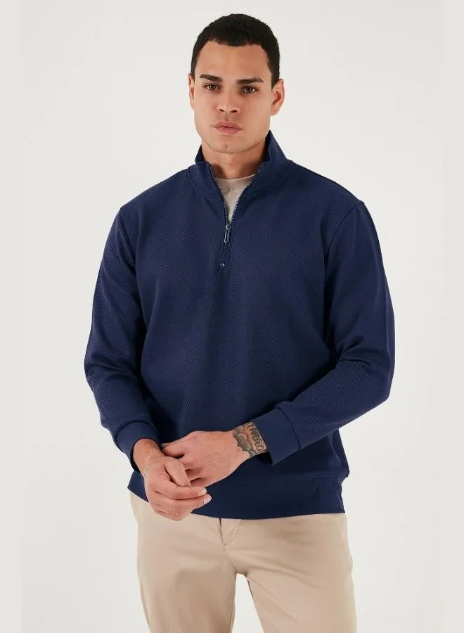 Buratti  Buratti Cotton Regular Fit Half-Zip Stand-Up Collar Sweatshirt Men's SWEAT 5905470 for Men | Best Price UAE