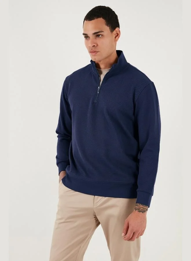 Buratti  Buratti Cotton Regular Fit Half-Zip Stand-Up Collar Sweatshirt Men's SWEAT 5905470 for Men | Best Price UAE