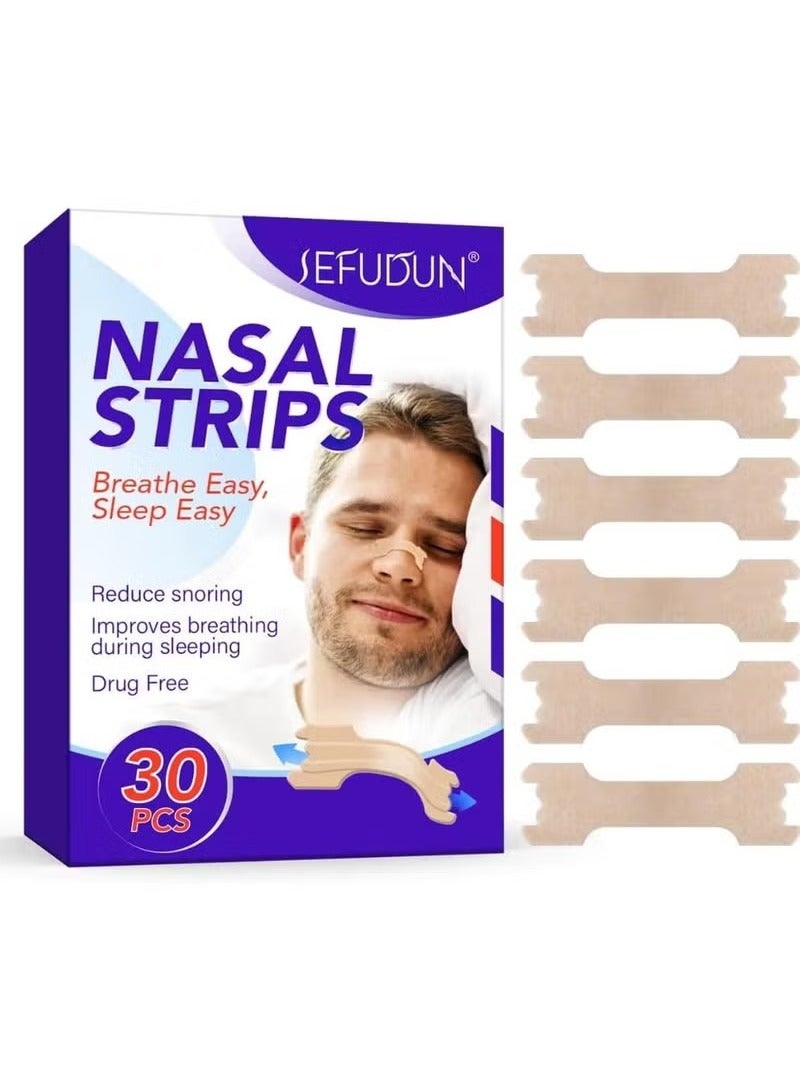 Sefudun Nasal Strips, Breathe Nose Strips to Reduce Snoring and Relieve Nose Congestion Works Instantly to Improve Sleep, Relieve Nasal Congestion Due to Colds & Allergy, 11.5*2.5*15.3 cm(30Pcs)  - Image 1