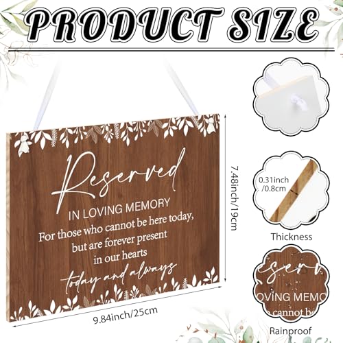 ElasignShopo Rustic Wedding Memorial Sign with Ribbon Reserved Signs Wood in Loving Memory of Love ones Parents Celebrating Ceremony Memories Seat - Image 2