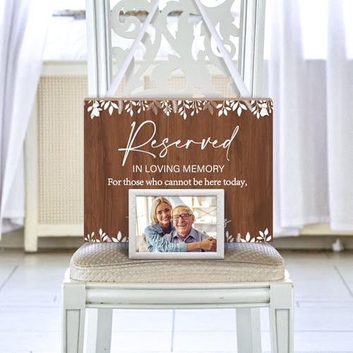 ElasignShopo Rustic Wedding Memorial Sign with Ribbon Reserved Signs Wood in Loving Memory of Love ones Parents Celebrating Ceremony Memories Seat - Image 5