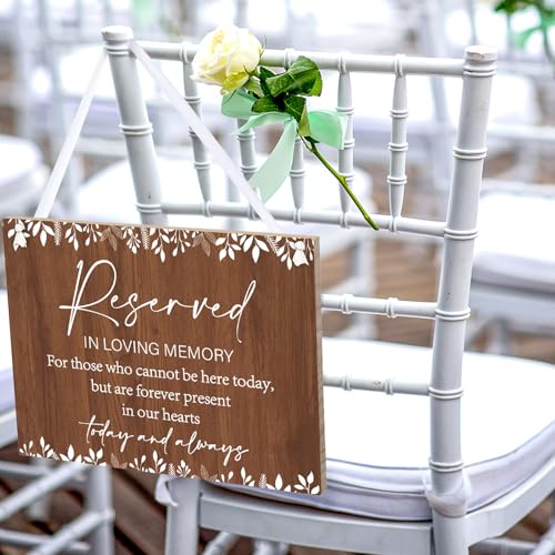 ElasignShopo Rustic Wedding Memorial Sign with Ribbon Reserved Signs Wood in Loving Memory of Love ones Parents Celebrating Ceremony Memories Seat - Image 3