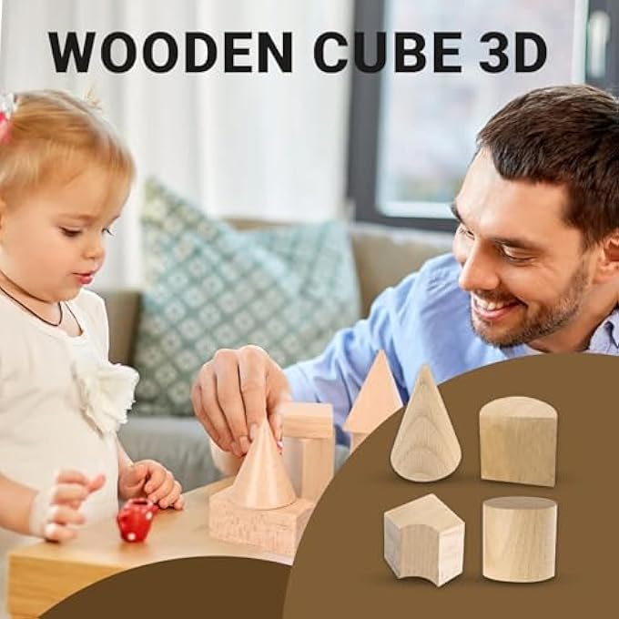 KING MARIOT WOODEN 3D GEOMETRIC SHAPES SET | 20 PIECES | EDUCATIONAL MATH TOY | IDEAL FOR GEOMETRY LEARNING, CLASSROOM USE & STEM EDUCATION - Image 4
