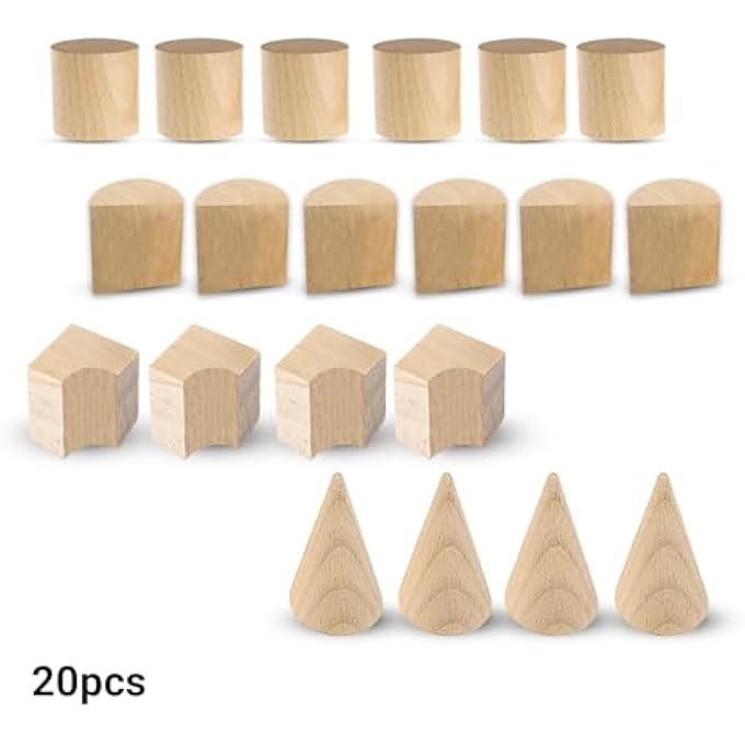 KING MARIOT WOODEN 3D GEOMETRIC SHAPES SET | 20 PIECES | EDUCATIONAL MATH TOY | IDEAL FOR GEOMETRY LEARNING, CLASSROOM USE & STEM EDUCATION - Image 2
