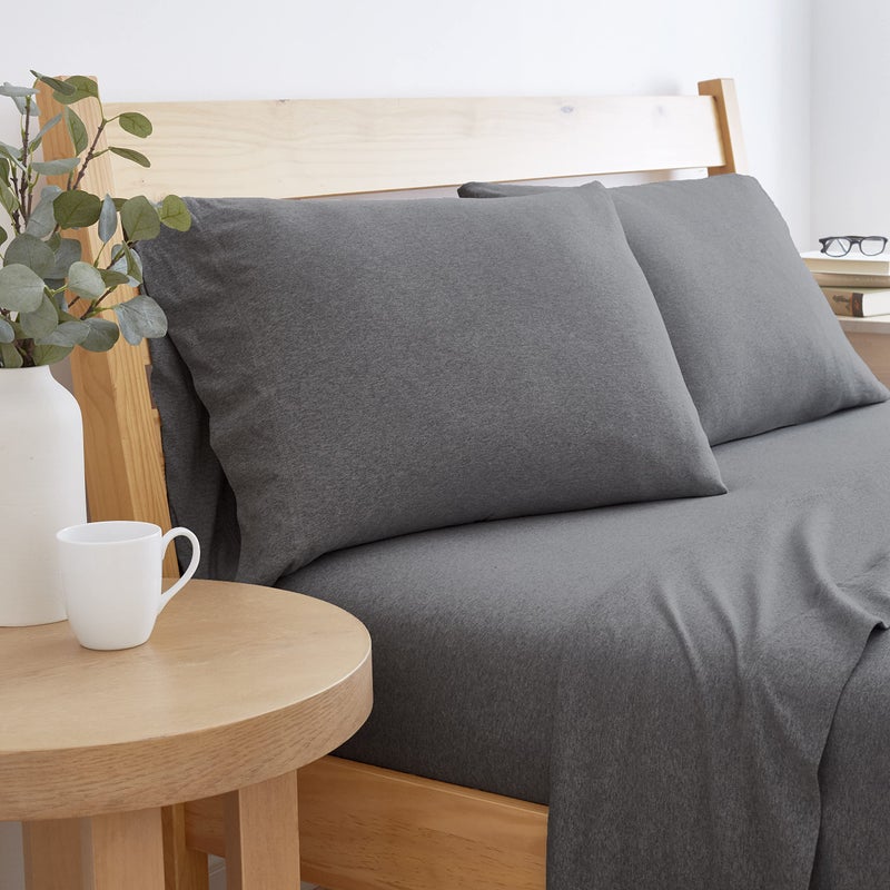 Road Trip America Jersey Knit Sheet Set  4 Pieces Full Cotton Sheets Set  Soft Cozy Stretchy Knit Bed Linen Dark Grey Full