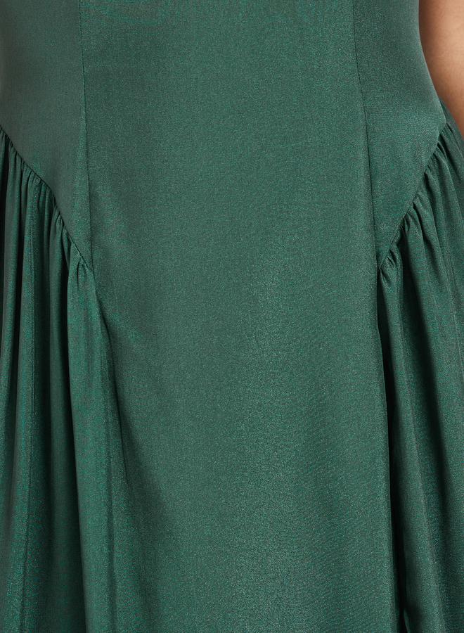 ستايلي فستان ماكسي بكسرات وحافة واسعة وأكمام قصيرة - Image 4