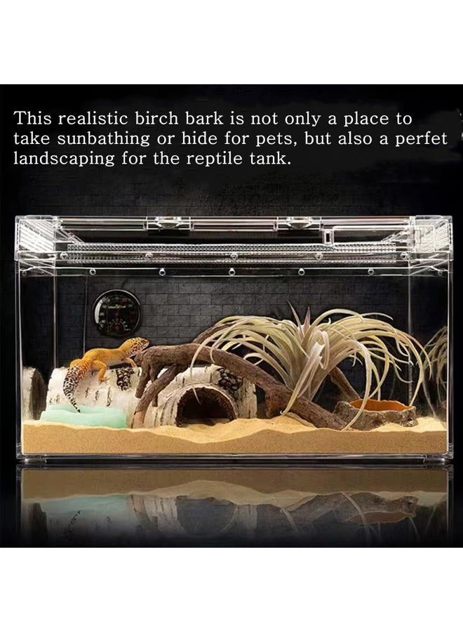 relaqcc Reptile Hides and Caves Birch Tree Bark Trunk Habitats Decor Aquarium Decoration Wood for Lizard Geckos Snake Spiders Frogs Turtle (Small) - Image 2