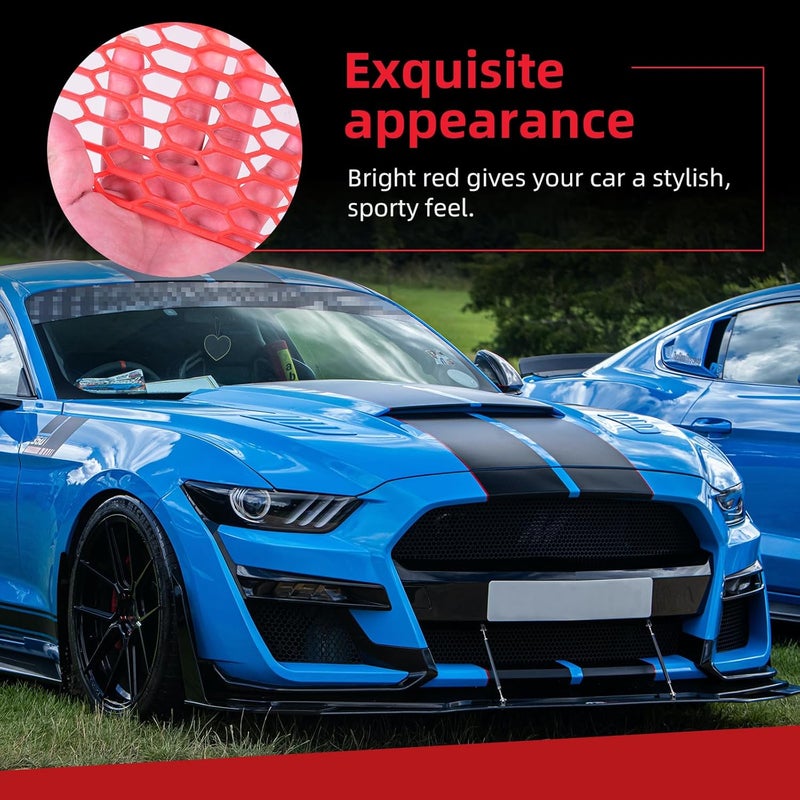 AggAuto 47"x16" ABS Plastic Universal Car Grill Mesh - Red Honeycomb Grille Insert - Image 4