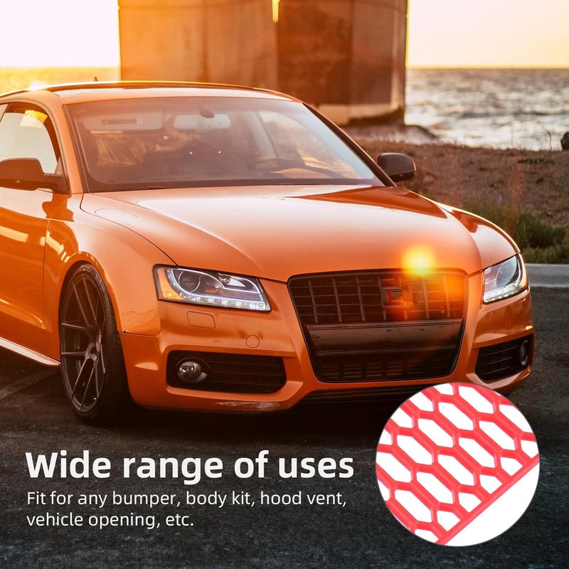 AggAuto 47"x16" ABS Plastic Universal Car Grill Mesh - Red Honeycomb Grille Insert - Image 5