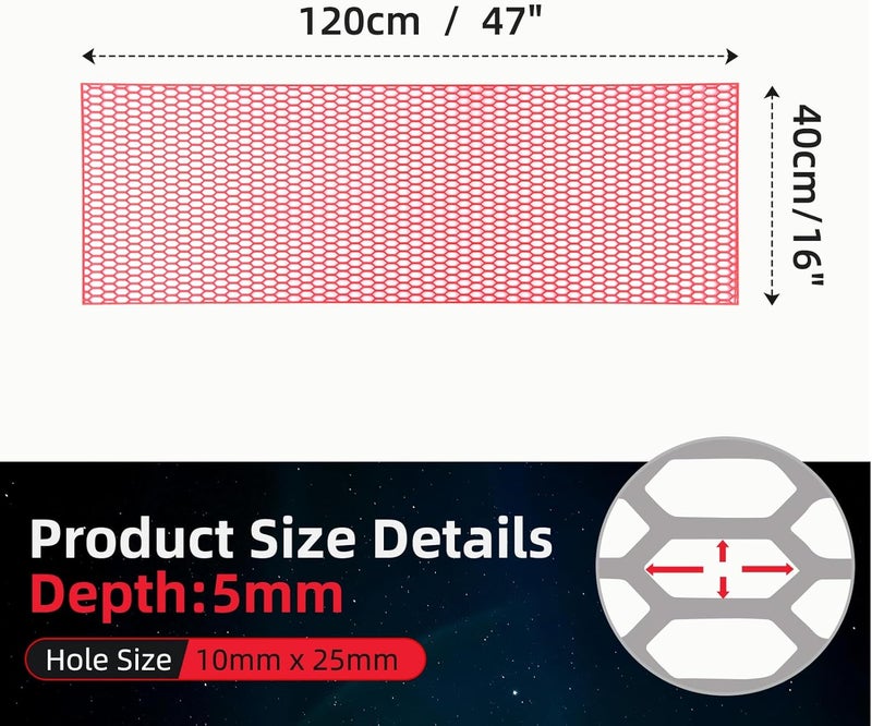 AggAuto 47"x16" ABS Plastic Universal Car Grill Mesh - Red Honeycomb Grille Insert - Image 2