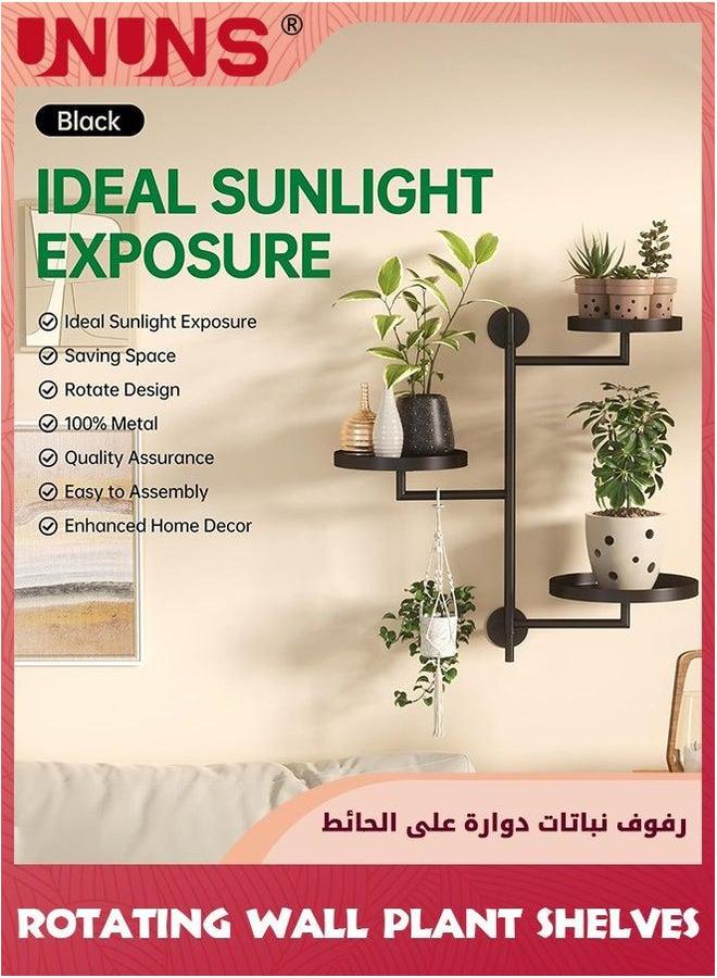 يو إن يو إن أس Rotating Window Plant Shelves,3-tier Metal Stand,Wall mount holder,Floating Shelf For Multiple Plants indoors,Window Sill Gift Lover to Enhance Home Decor - Image 5