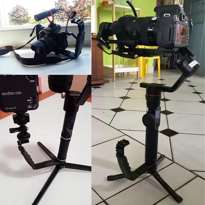 Leshareselect L-Shape Flash Bracket with Dual Flash Cold Shoe Mount Tripod Screw Versatile for Camcorder Microphone DSLR Canon/Nikon/Sony/Yongnuo/Flash Stand - Image 3
