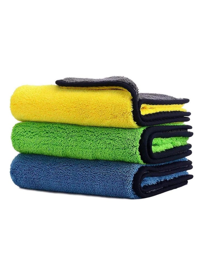 3 قطع - مجموعة فوط مايكروفايبر مقاس ، متعدد الألوان للاستخدامات المتنوعة - فوطة تنظيف مايكروفايبر للسيارة والمطبخ والزجاج - فوط مزدوجة الجوانب للتجفيف والتلميع، سميكة وفائقة الامتصاص، قماش تنظيف مطبخ للزجاج والخشب - فوط حرير ضد الأتربة، قماشة تنظيف مسح للزجاج، تلميع خشب - فوط مطبخ ميكرو فيبر - فوطة ميكروفيبر - فوتة ميكروفيبر - فوته ميكروفيبر - Image 2