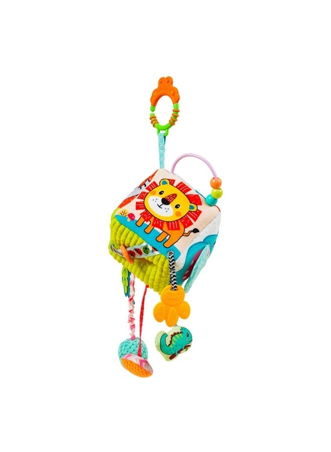 Block Clutch Magic Cube Stuffed Rattle For Stroller，Soft Development Toy, Clacker Rings, Crinkle & Rattle Sounds - Sensory Play, Ages 3 Months +  - Image 1