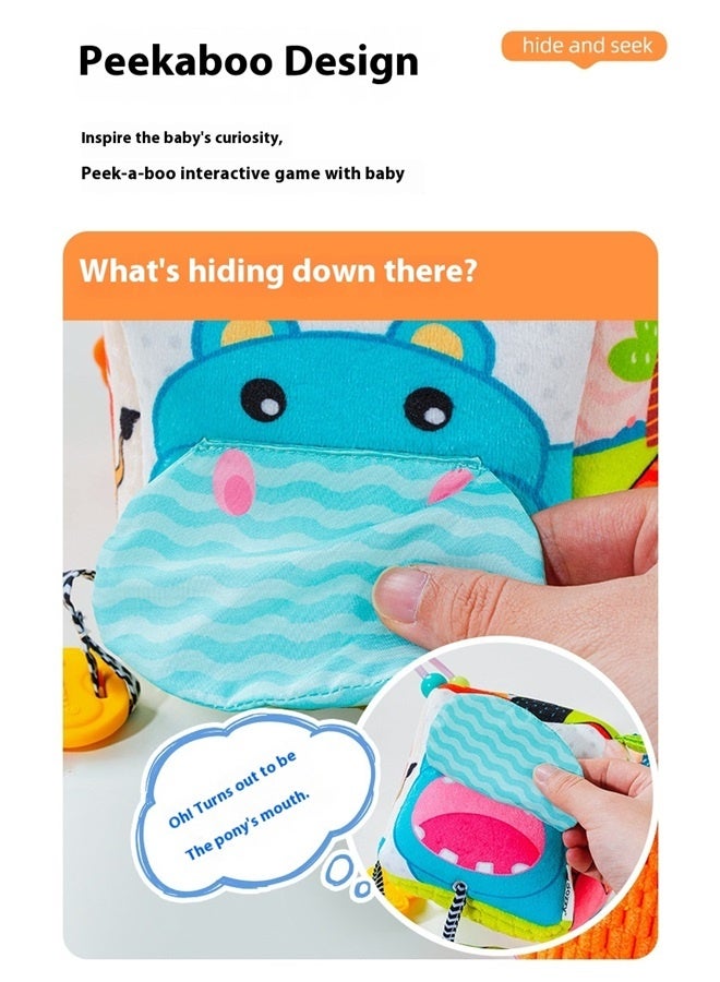 Block Clutch Magic Cube Stuffed Rattle For Stroller，Soft Development Toy, Clacker Rings, Crinkle & Rattle Sounds - Sensory Play, Ages 3 Months +  - Image 5