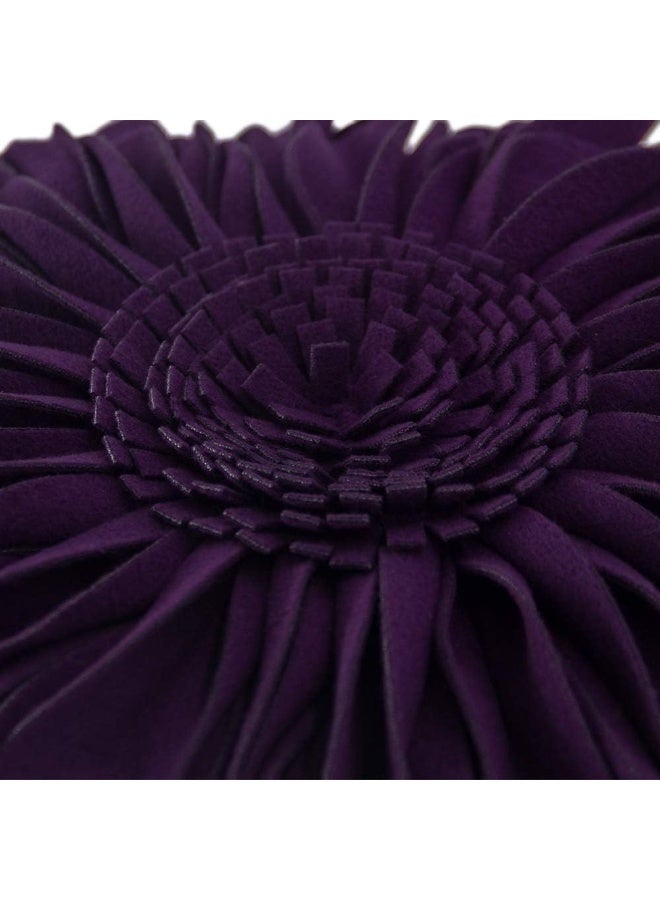 JWH Decorative Flower Pillow Covers Aesthetic Round Cushion Sunflower Throw Pillow Cases Handmade Pillowcase for Couch Bed Living Room Car 12 Inch Dark Purple - Image 2