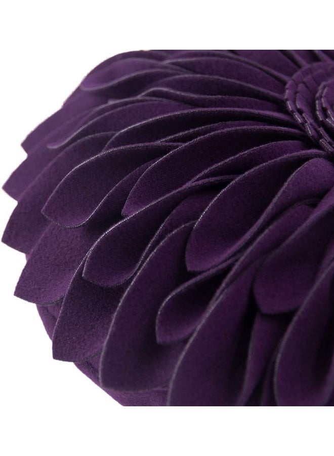 JWH Decorative Flower Pillow Covers Aesthetic Round Cushion Sunflower Throw Pillow Cases Handmade Pillowcase for Couch Bed Living Room Car 12 Inch Dark Purple - Image 5