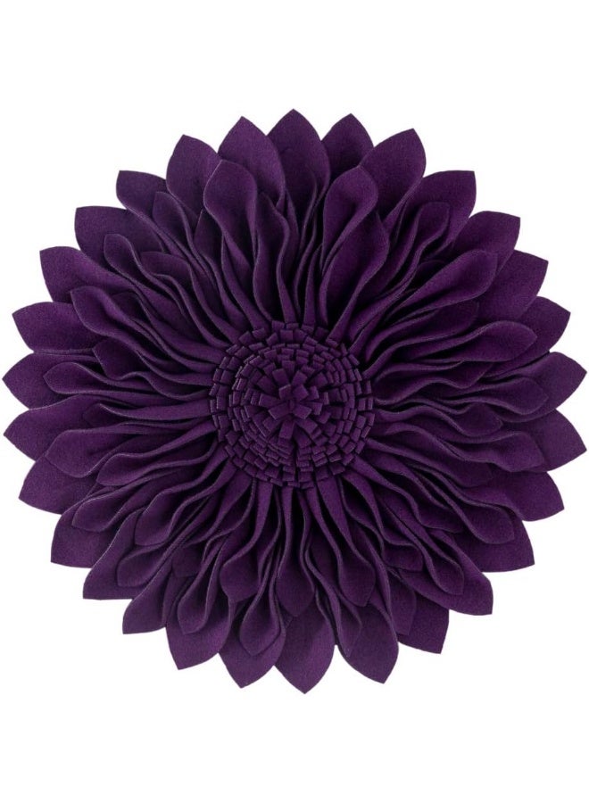 JWH Decorative Flower Pillow Covers Aesthetic Round Cushion Sunflower Throw Pillow Cases Handmade Pillowcase for Couch Bed Living Room Car 12 Inch Dark Purple - Image 1