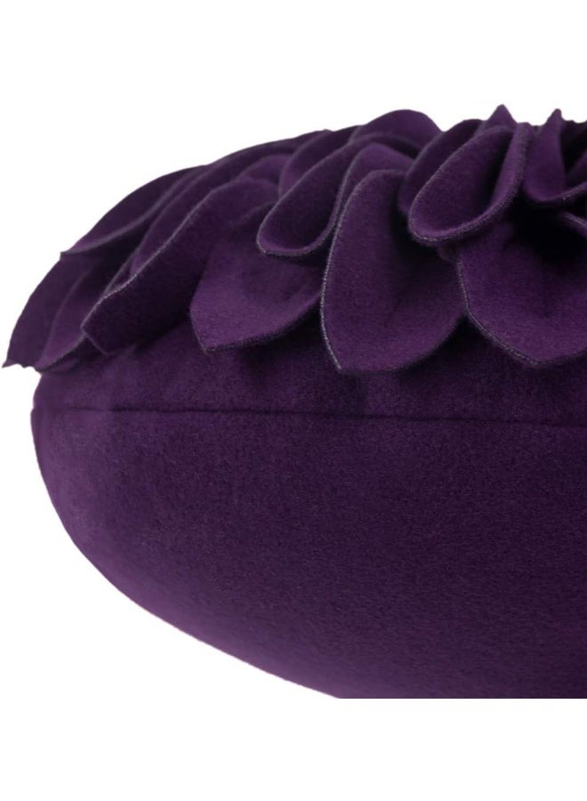 JWH Decorative Flower Pillow Covers Aesthetic Round Cushion Sunflower Throw Pillow Cases Handmade Pillowcase for Couch Bed Living Room Car 12 Inch Dark Purple - Image 4