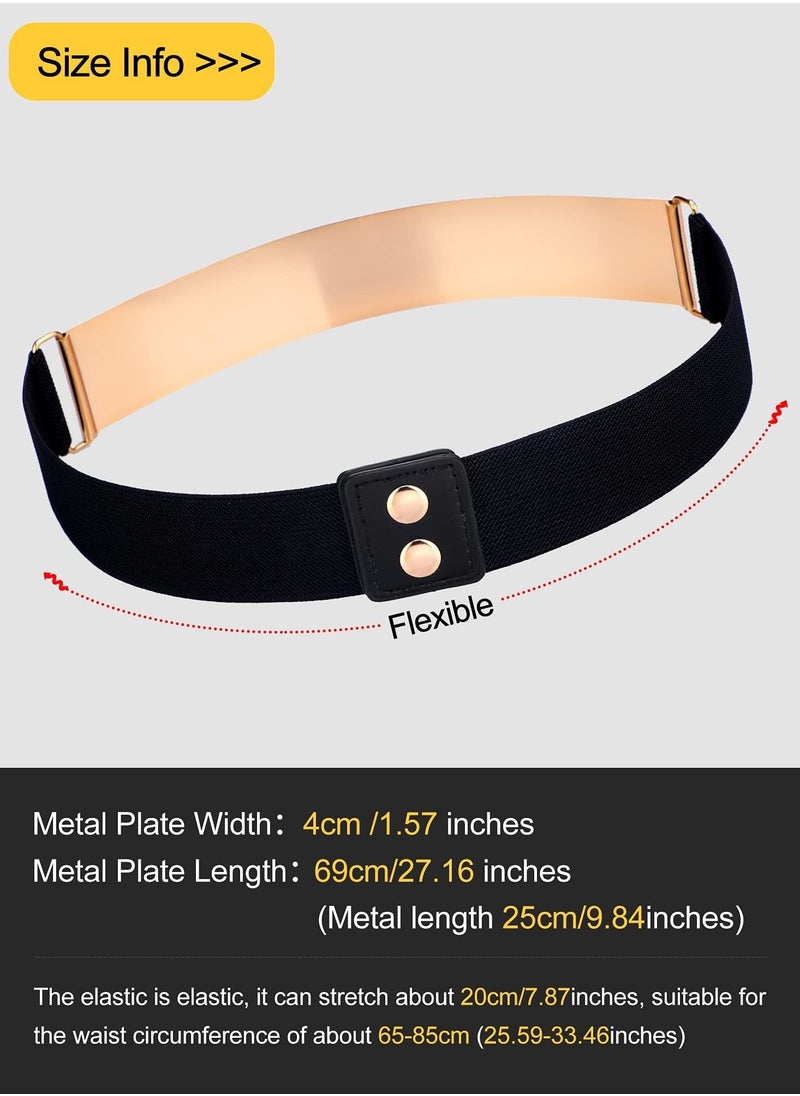SYOSI - Ladies Mirror Elastic Belt, 2 Pieces Adjustable Fashion Slim Dress Belt Clothes Decorative Accessories for Girls Women (Silver, Gold) - Image 1