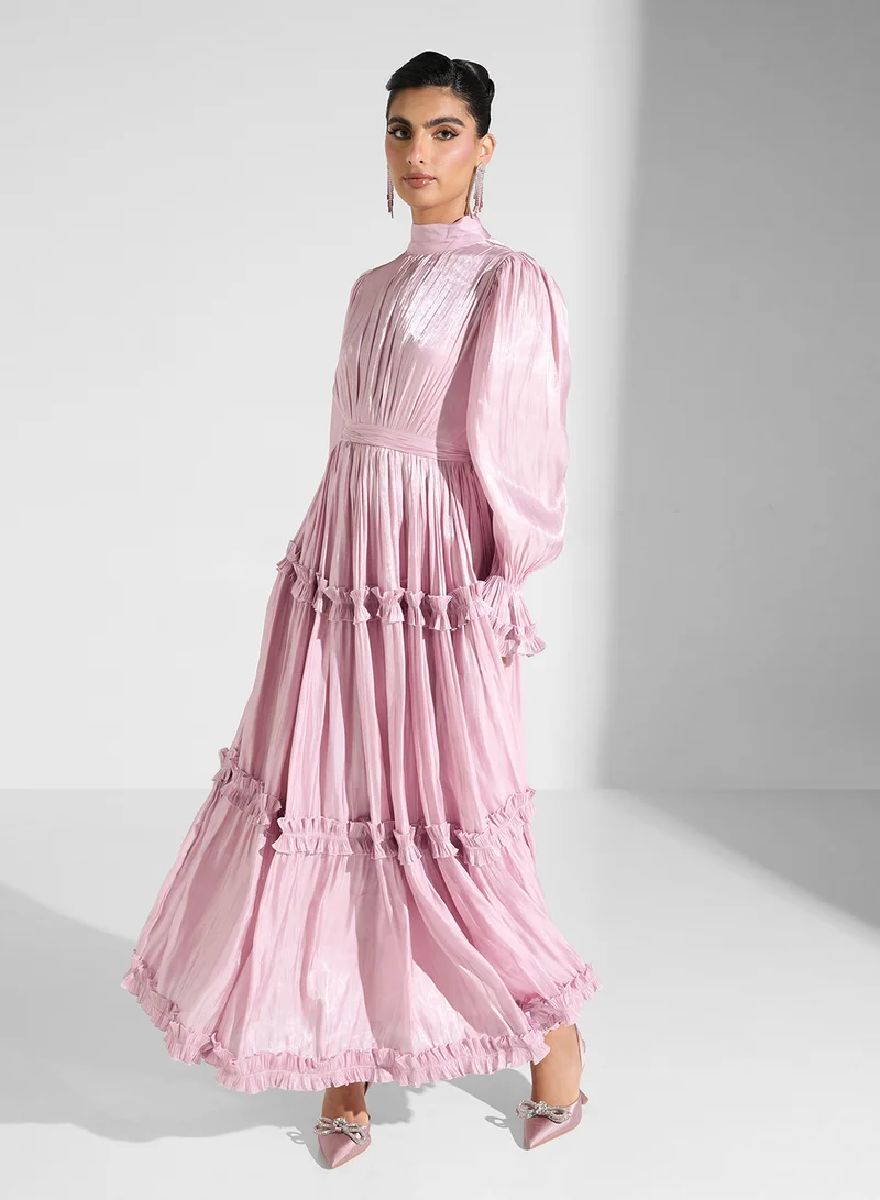 Golden Apple Ruffled Maxi Dress