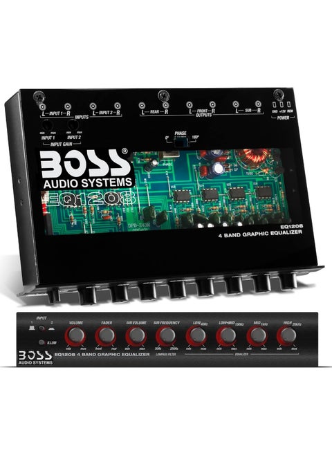 Boss Audio EQ1208 4 Band Amplified Equalizer with Subwoofer Control
