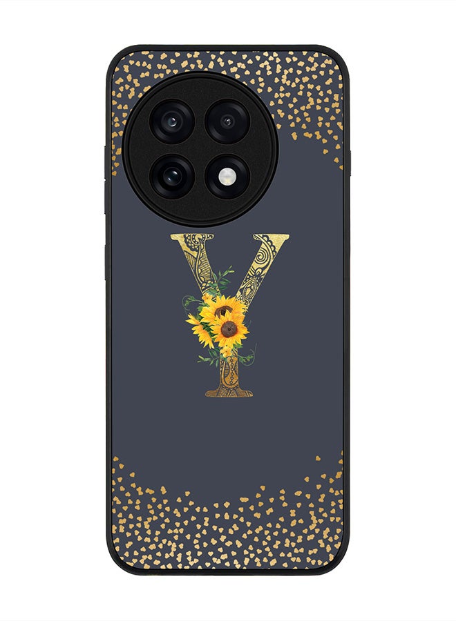 Stylizedd For OnePlus 13R / Ace 5 Pro Case,Slim fit Camera Protection, Shockproof Thin Phone cover  - Custom Floral Monogram - Y  (Grey )