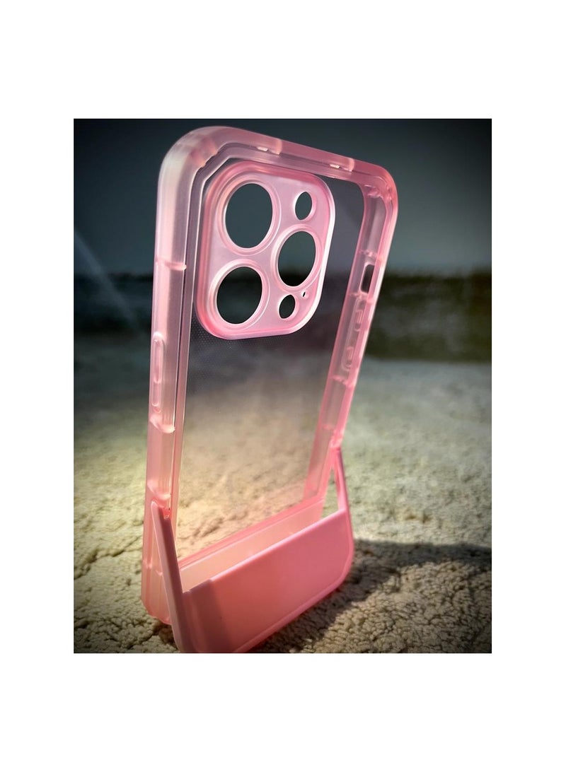 Iphone 14 Pro Max Pink Case With Unique Kick Stand - Image 1
