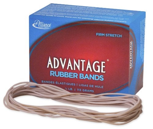Alliance Rubber 26259 Advantage Rubber Bands Size #117A, 1/4 lb Box Contains Approx. 100 Bands (7" x 1/16", Natural Crepe),Beige - Image 1