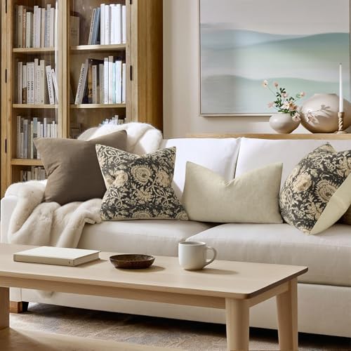 DKwizme Vintage Floral Print Throw Pillow Covers 16x16 Set of 2 Neutral Modern Farmhouse Accent Decorative Cushion Covers Boho Home Decor for Couch Sofa Chair Bed Living Room, Black - Image 4