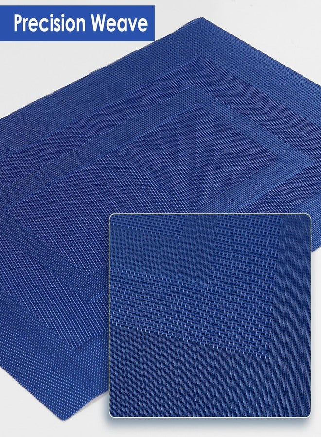 Obsoorth Blue Placemats Set of 6 Resistant Wipeable Washable Indoor/Outdoor Place Mats Non-Slip Easy to Clean Durable Kitchen PVC Table Mats Set of 6 for Dining Table, Patio Table, 12"x18" - Image 5