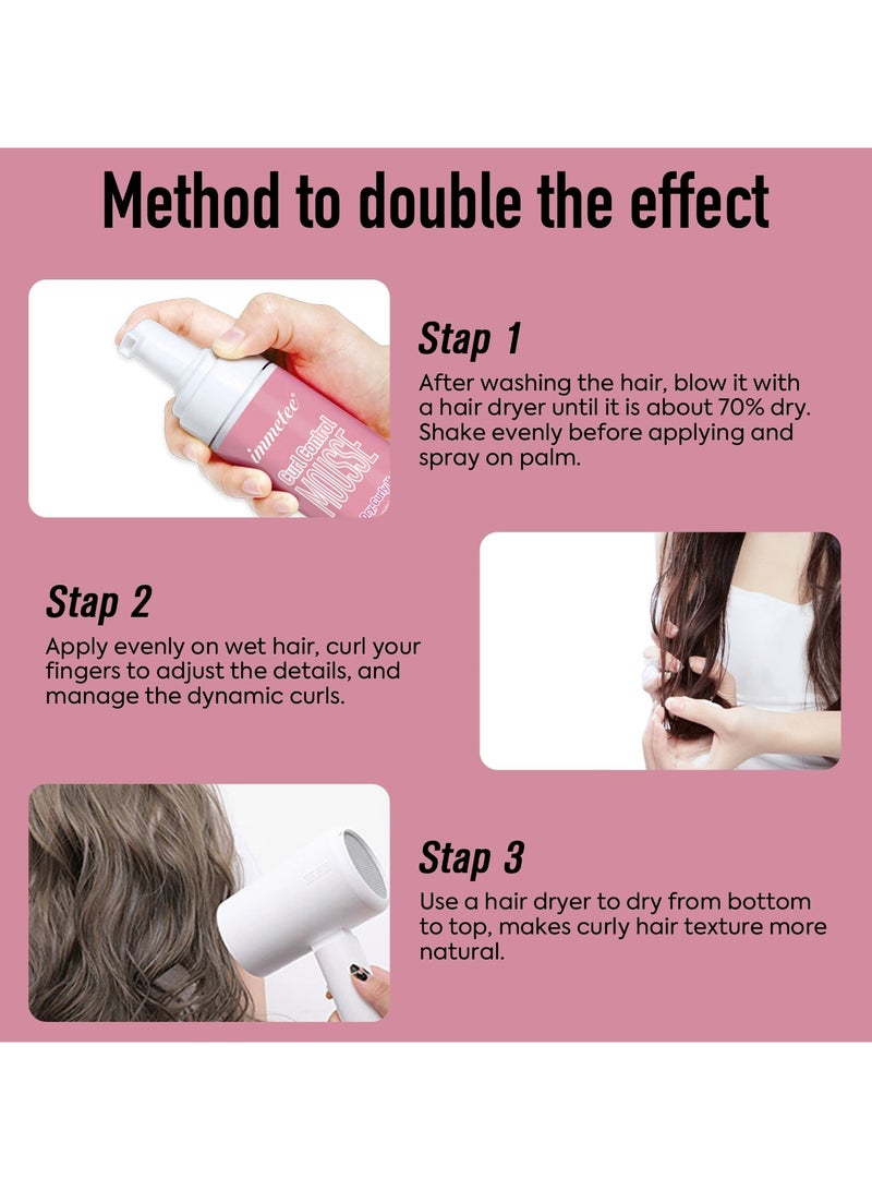 Immetee Curl Styling Mousse, Curly Elastic Bubble Mousse 200ml - Image 2