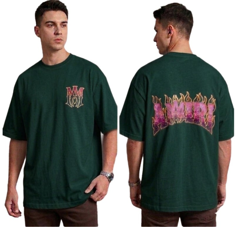 Men Oversized Graphic T Shirt 100% Premium Bolivar Cotton Streetwear Tee Casual Loose Fit Heavyweight Cotton Crew Neck Short Sleeve Fashion Printed T Shirt Soft Breathable Comfortable Everyday Wear - Image 1