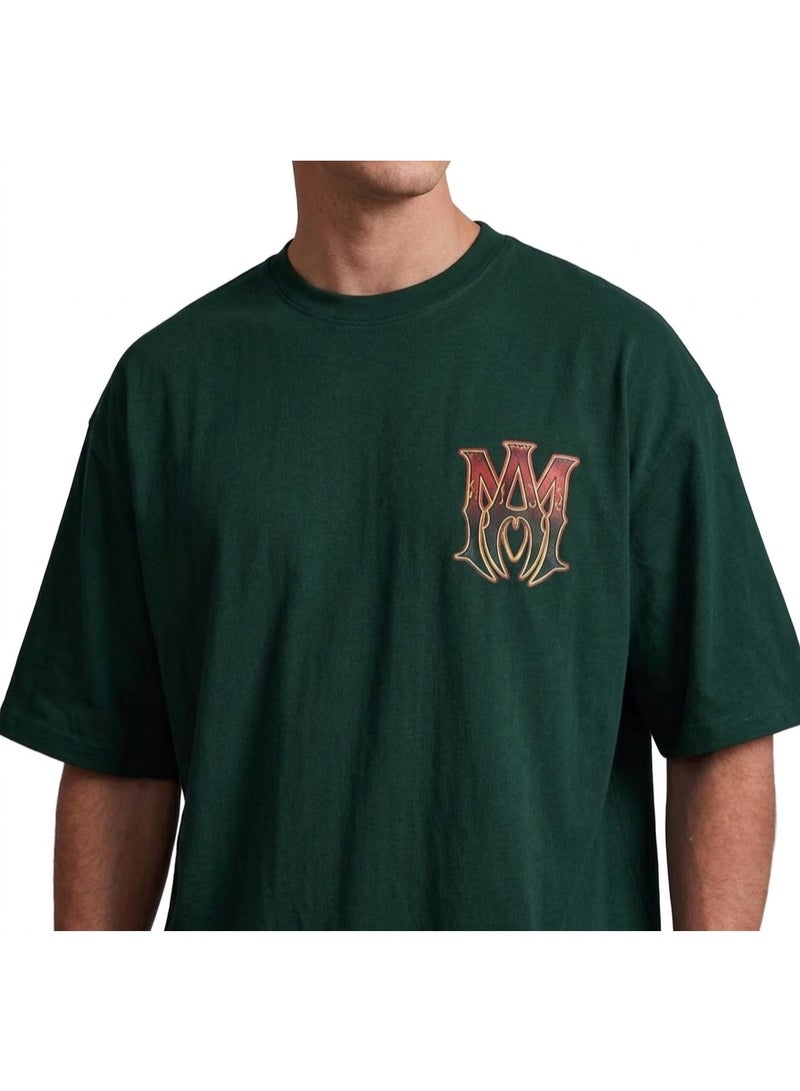 Men Oversized Graphic T Shirt 100% Premium Bolivar Cotton Streetwear Tee Casual Loose Fit Heavyweight Cotton Crew Neck Short Sleeve Fashion Printed T Shirt Soft Breathable Comfortable Everyday Wear - Image 2